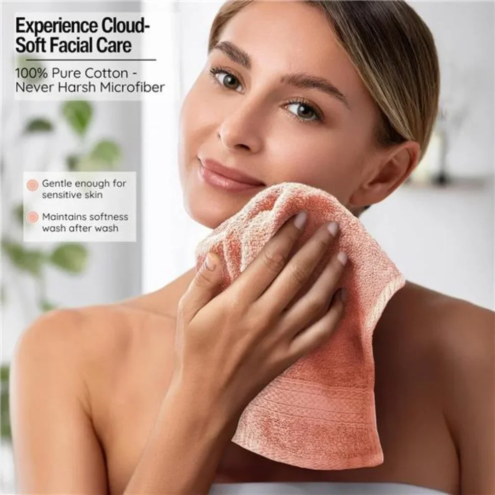 12 Pack Washcloths 13 Inch Cotton Face Towels Lint Free Soft Absorbent Bathroom